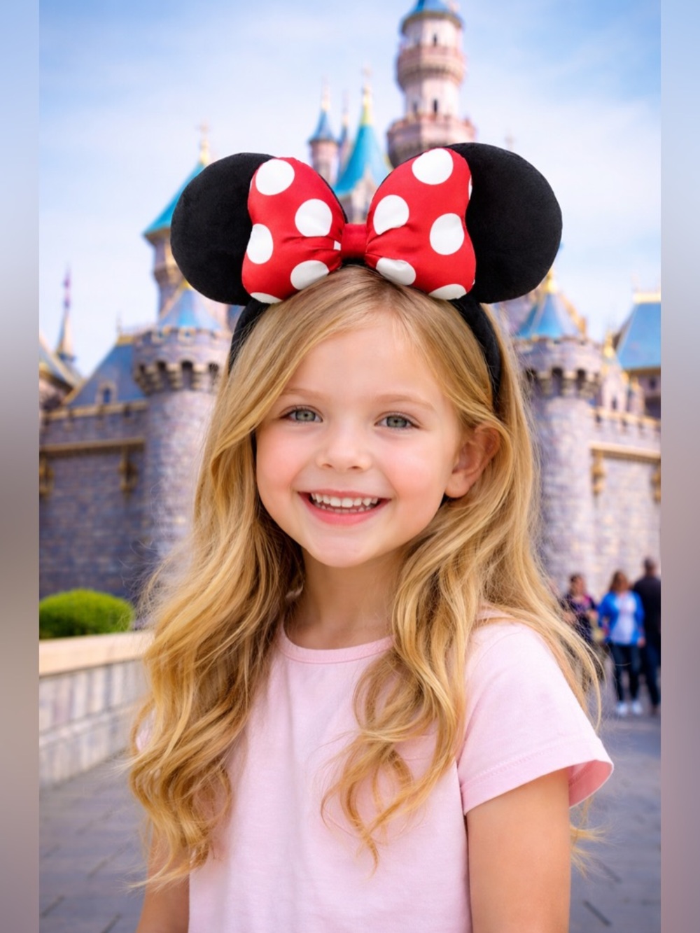 Disney Parks Minnie Mouse Red White Polka Bow Adjustable Ears Headband NEW